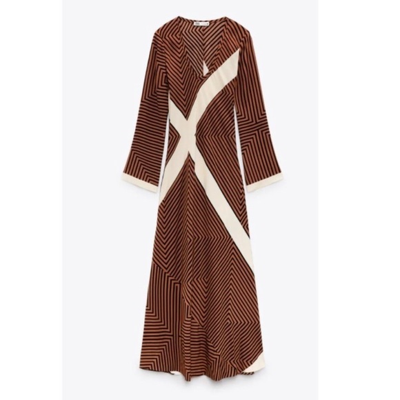 NEW Zara Blogger Favorite Geometric Print Maxi Dress - Picture 7 of 12